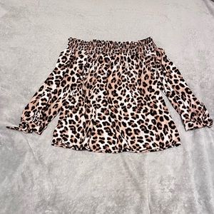 Rue 21 Leopard Print Off The Shoulder Top Juniors Size M